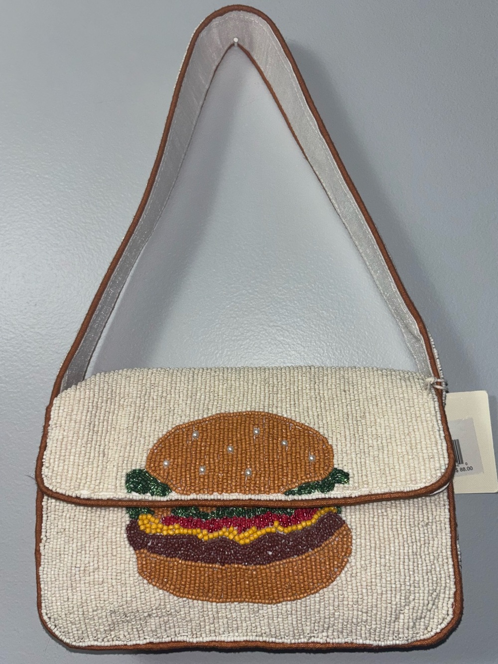🍔NEW Sol and Mer Cream Hamburger Beaded Shoulder Bag
